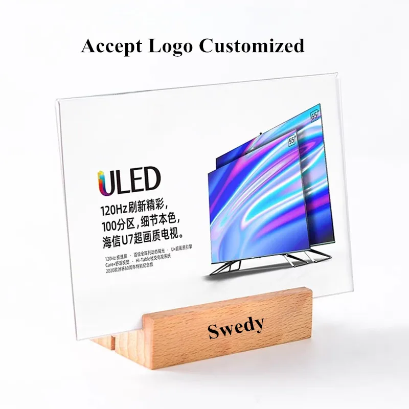 90x55mm / 100x70mm T / L Use Mini Acrylic Sign Holder Display Stand Photo Picture Frame Small Price Label Paper Card Tags