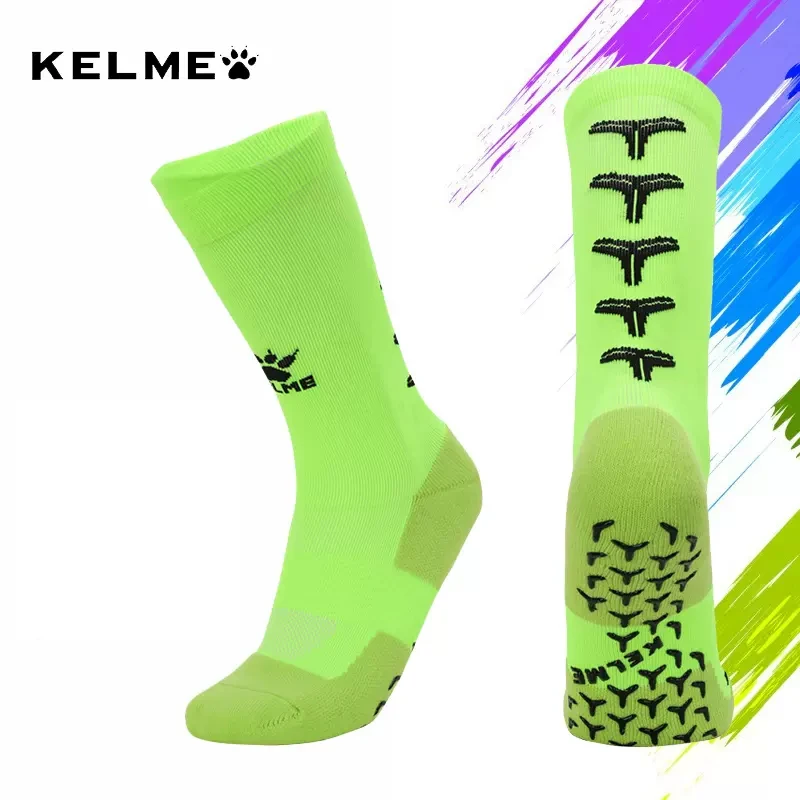 KELME Sports Socks Men\'s Silicone Anti-skid Football Socks Middle Tube Sweat Absorbing Towel Bottom Basketball Socks Male