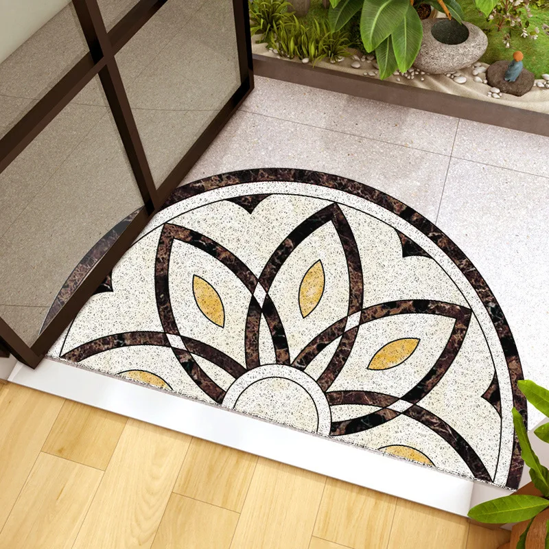 PVC Entrance Doormat Semicircle Porch Door Mat Dustproof Anti Slip Floor Mats Indoor Outdoor Rugs Home Decor Bohemian Carpet