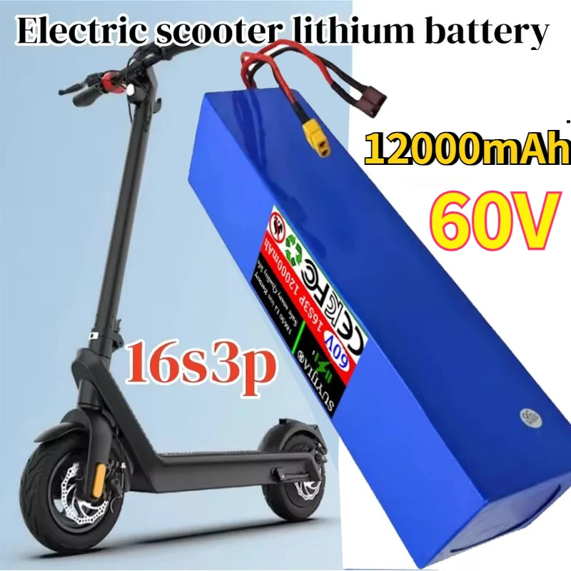 16S3p 60V 12Ah Lithium Battery Pack 18650 0-1500W High-power Off-road Vehicle Scooter Motorcycle Tricycle Bicycle Large Capacity