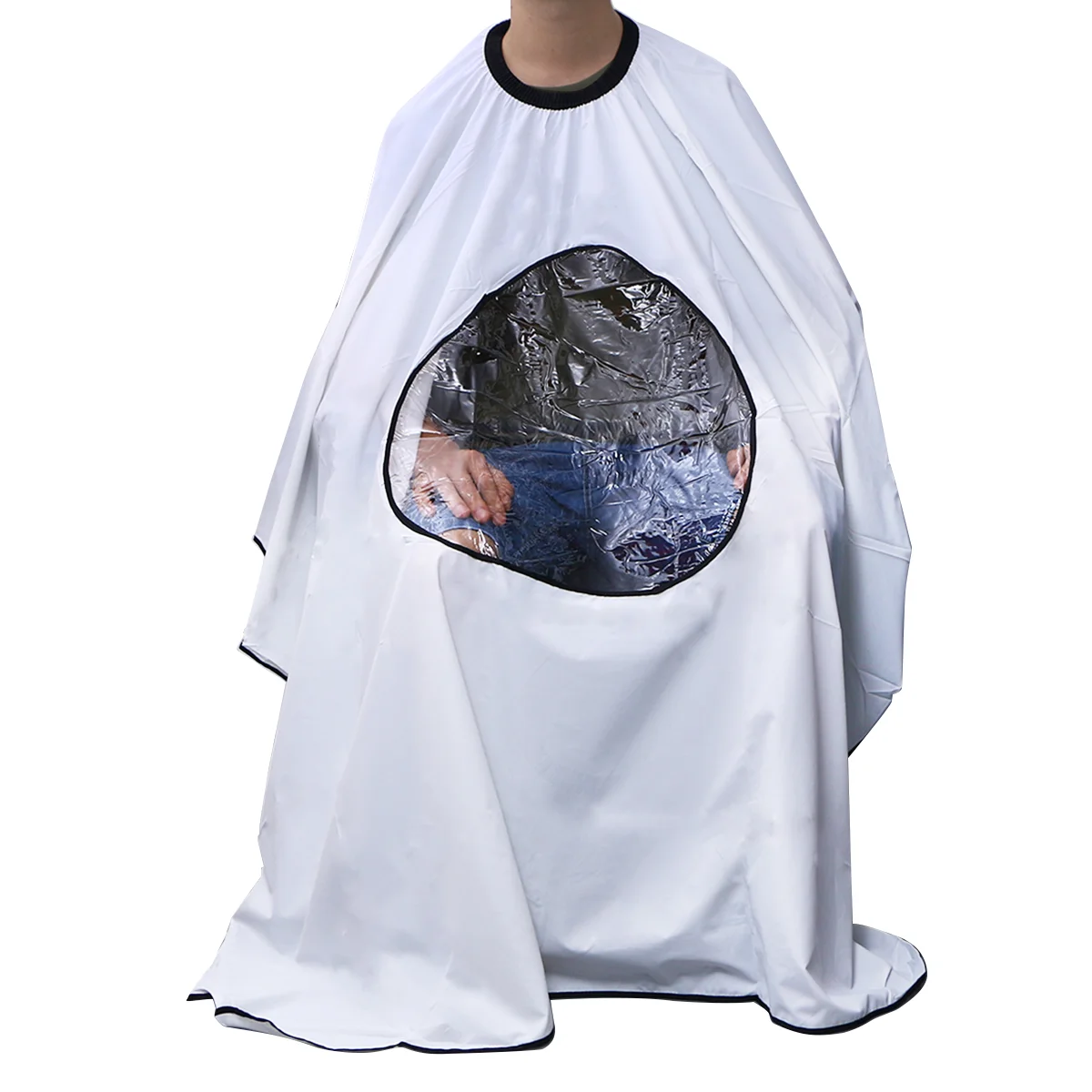 

Cell Phone Men's Cloak Hair Cutting Hairdressing Gown Barber Capes with Viewing Window