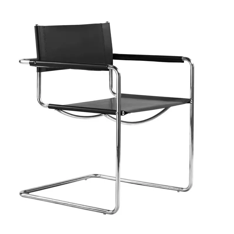 

Nordic light luxury, medieval bag stainless steel chair, office and leisure study, sir's armrest meal