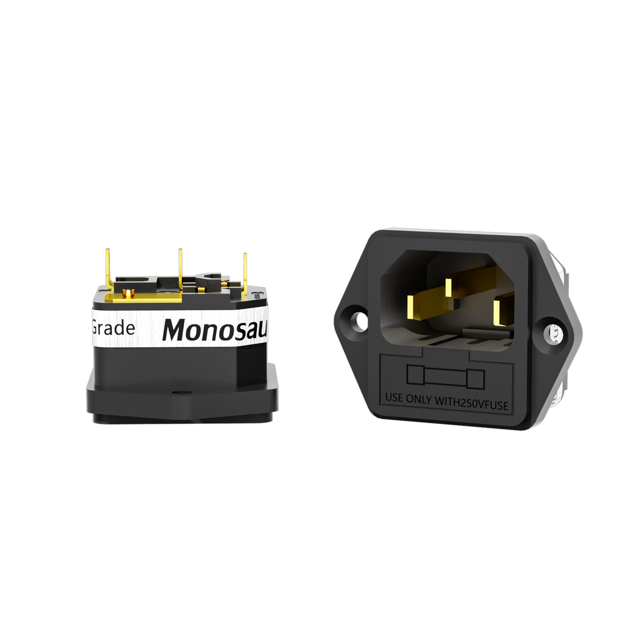 Monosaudio IF76G/R Pure Copper Rhodium or Gold Plated Fused IEC Socket/Connector IEC Inlet with Fuse Holder