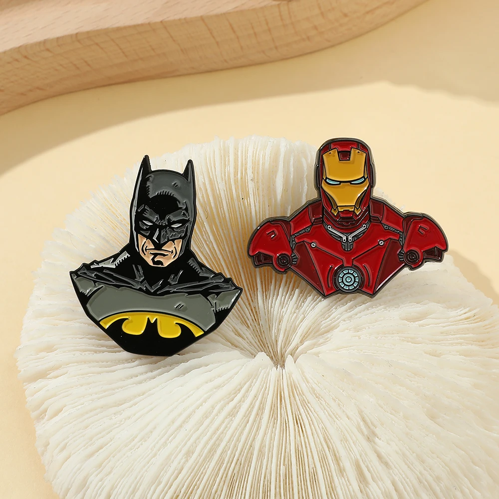 Marvel Avengers Enamel Pins Lapel Pins Gift Brooches Badges Iron Man Bat Brooch for Clothes Jewelry Backpack Accessories