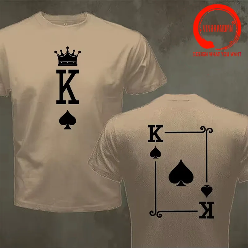 Funny Design King of Spade Playing Card back SRed Doublet Men Fashion Trendy Casual Clothing Leisure Stylish Tops Tee Shirt