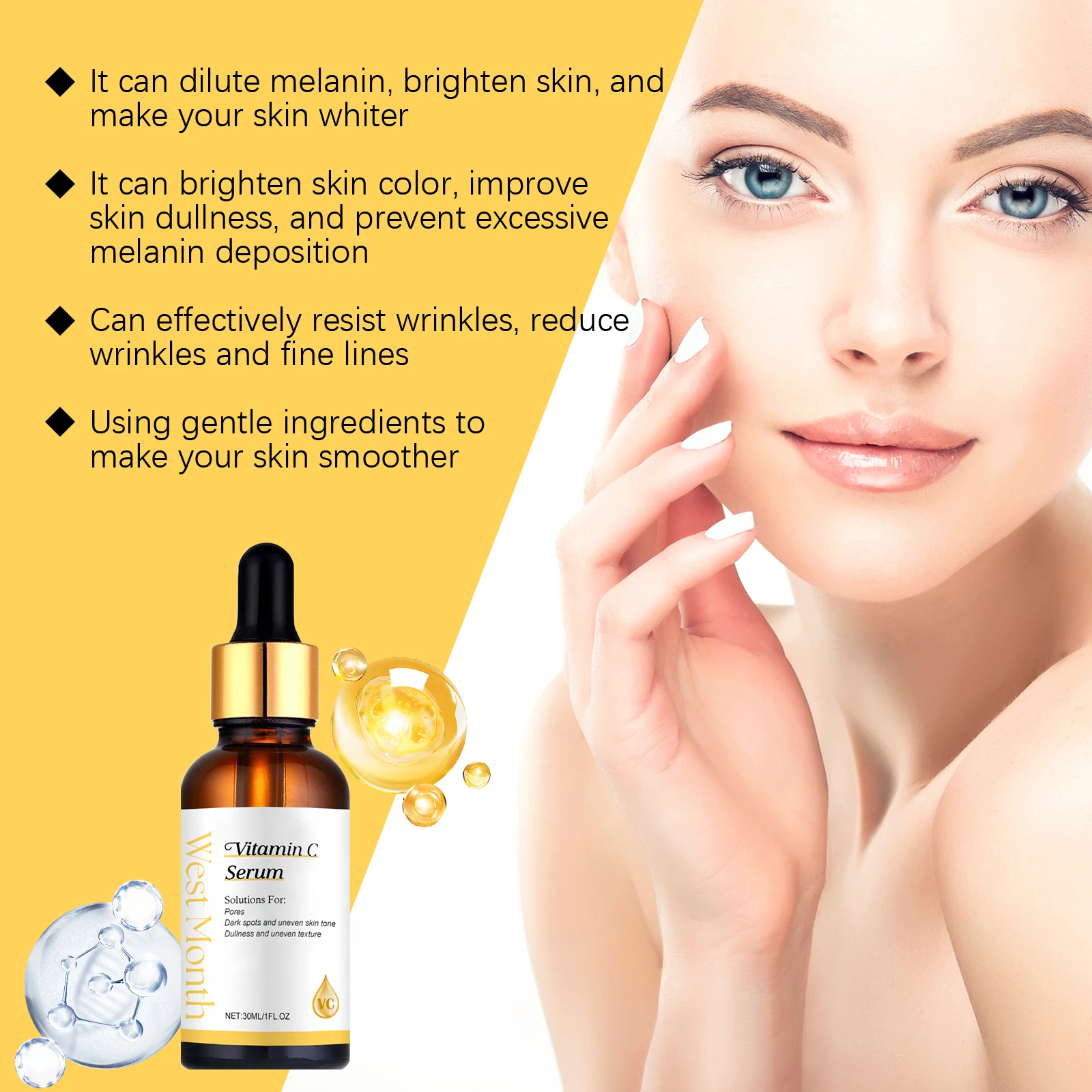 Vitamin C Facial Serum Acne Mark Reduce Fine Lines Brightening Even Skin Tone Moisturizing Essence Firming Nourishing Skin Care