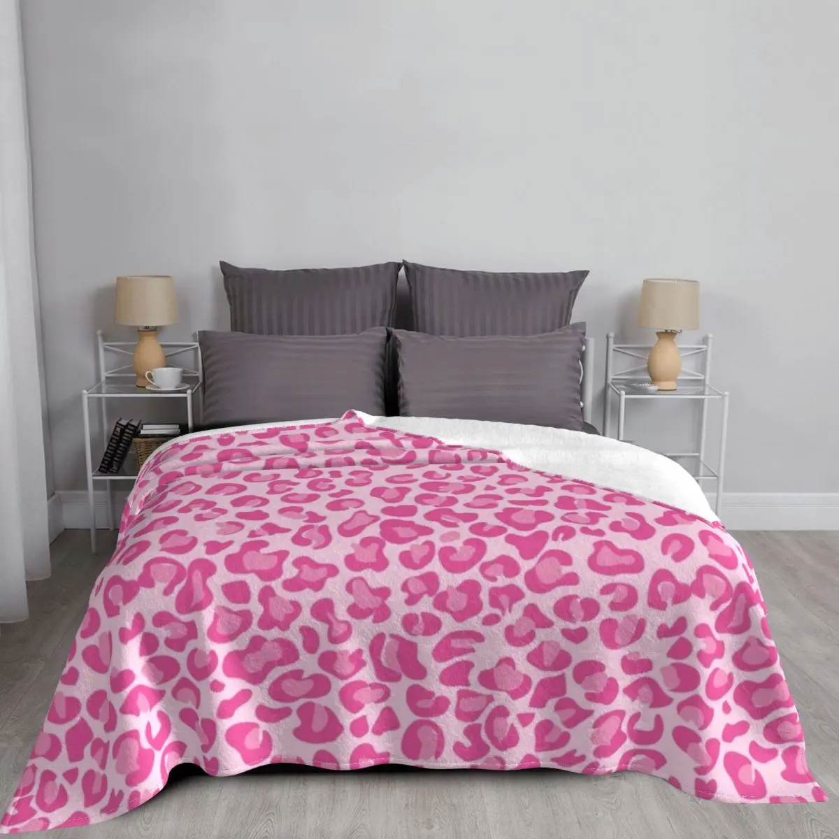 Pink Leopard Print Throw Blanket valentine gift ideas Fashion Sofa Blankets