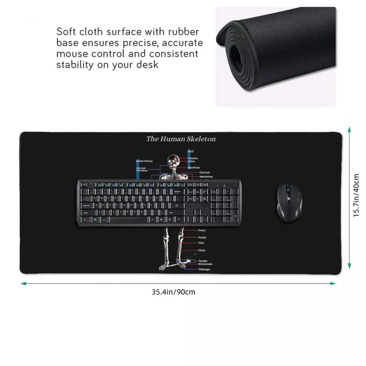 Anatomical Skeleton Art Large Mouse Pad Computer Keyboard Mouse Mat Gaming PC Laptop Desk Mat Office Accessories Table Mats