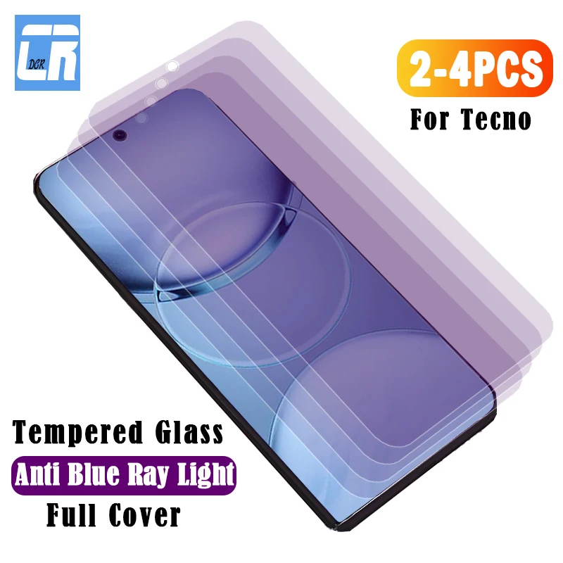 Anti Blue Light Tempered Glass for Tecno Spark 30 20 10 9 8 7 Pro 20C 20P 30C Screen Protector for Tecno Pova 6 Neo 5 Pro Film