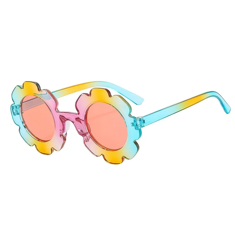 2026 New Sunflower Children's Sunglasses Round Frame Flower Child Eyeglasses Baby Boys Girls Eyewear Rainbow Solid Color Glasses