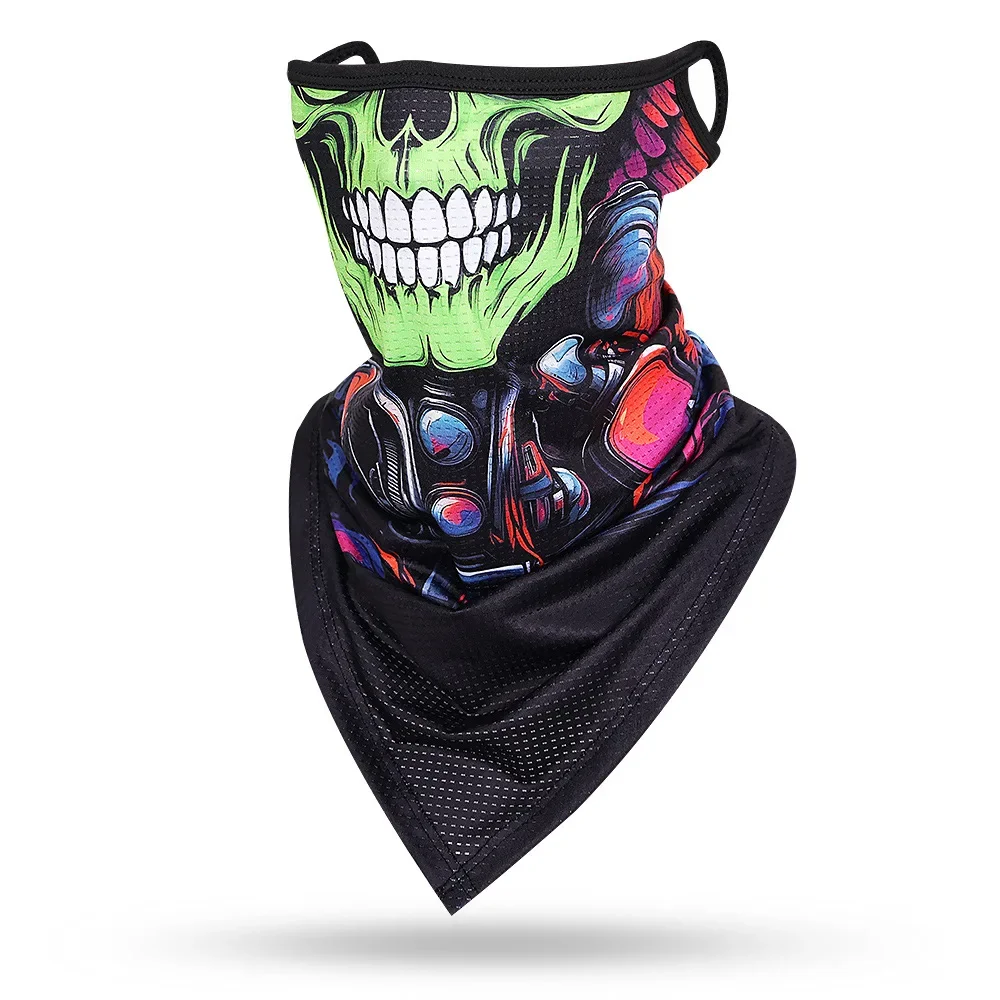 New 3D Skull Face Scarf Balaclava Earloop Anti-UV Dry Quick Ice Silk Sports Neck Gaiter Warmer Face Shield Summer Men Women Mask