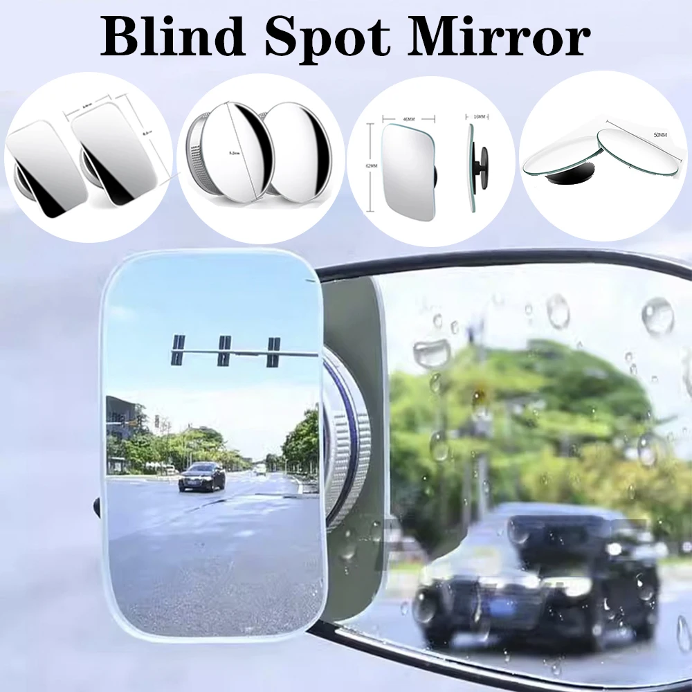 

Motorcycle Car Blind Spot Rear View Mirror Wide Angle Adjustable Small Round Mirror 360° Rotation Reverse Auxiliary Rearview