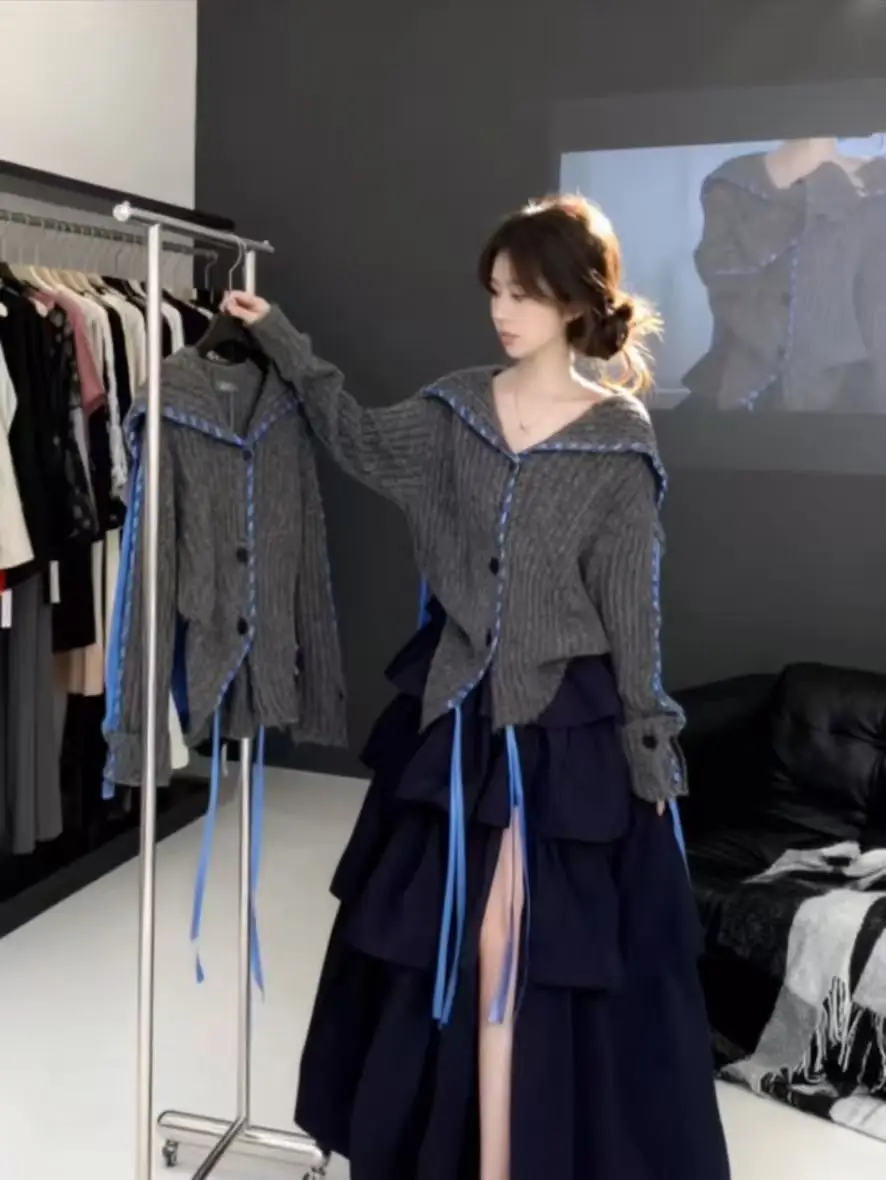 

Корейский Sle College Wind Thiened Long Sve вязаный открытый кардиган женский осенне-зимний мягкий ленивый модный свитер пальто