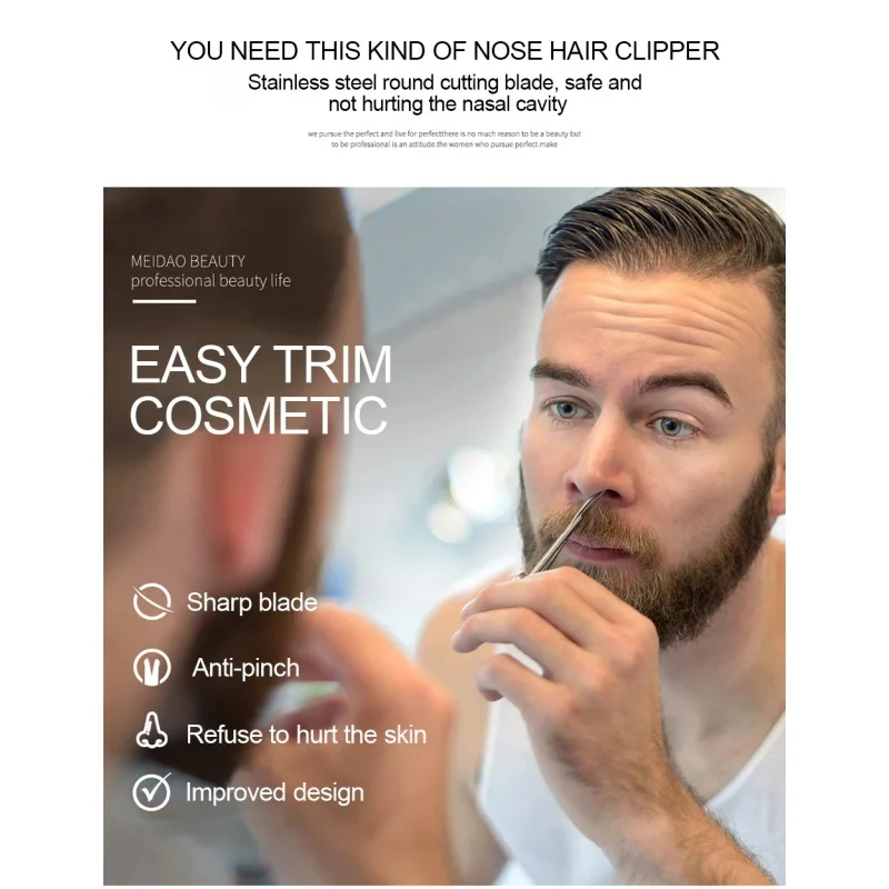 ステンレス鋼ラウンド安全はさみ眉毛メイクはさみ美容鼻毛トリマーはさみ眉毛シャープヘッド