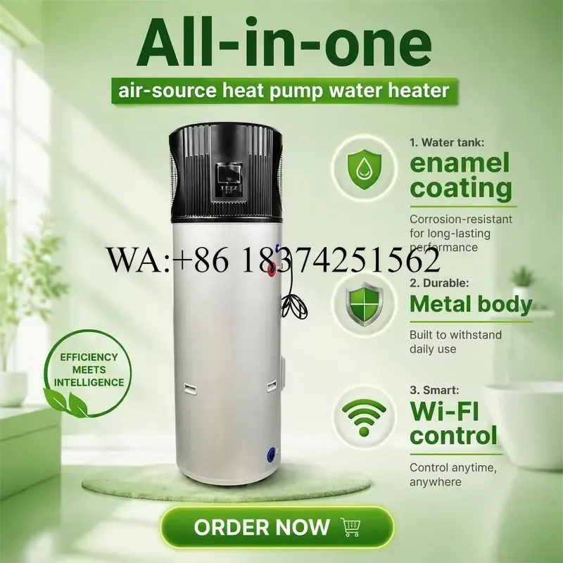 Wmwmnu 300L Air Source Heat Pump Water Heater All in One Storage Model Enamel Inner Tank WiFi Smart LCD Screen Domestic Heat