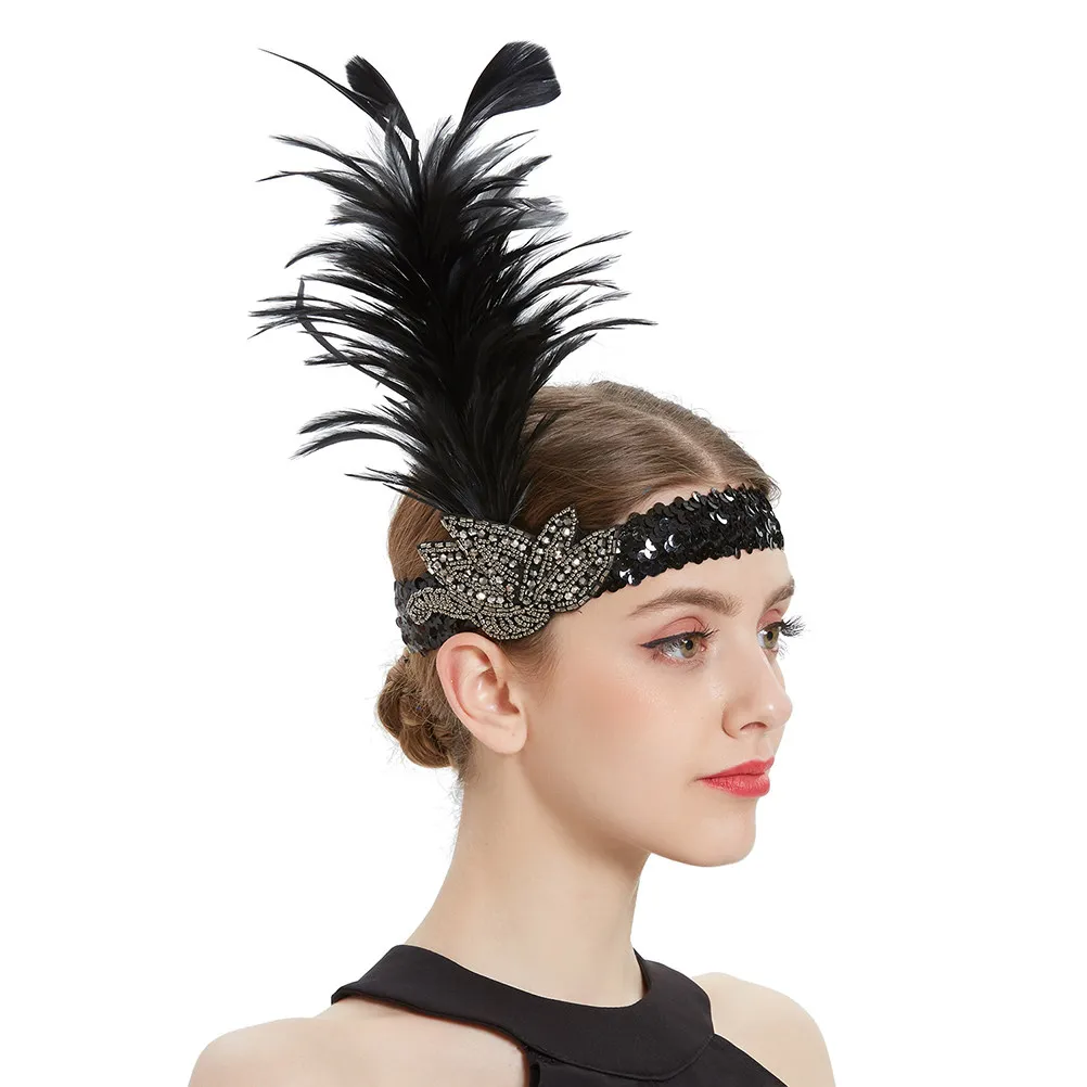 

Flapper Headband Crystal Sequins Stylish Hair Accessory Dance Party 1920S Headbands Women Vintage Roaring 20S