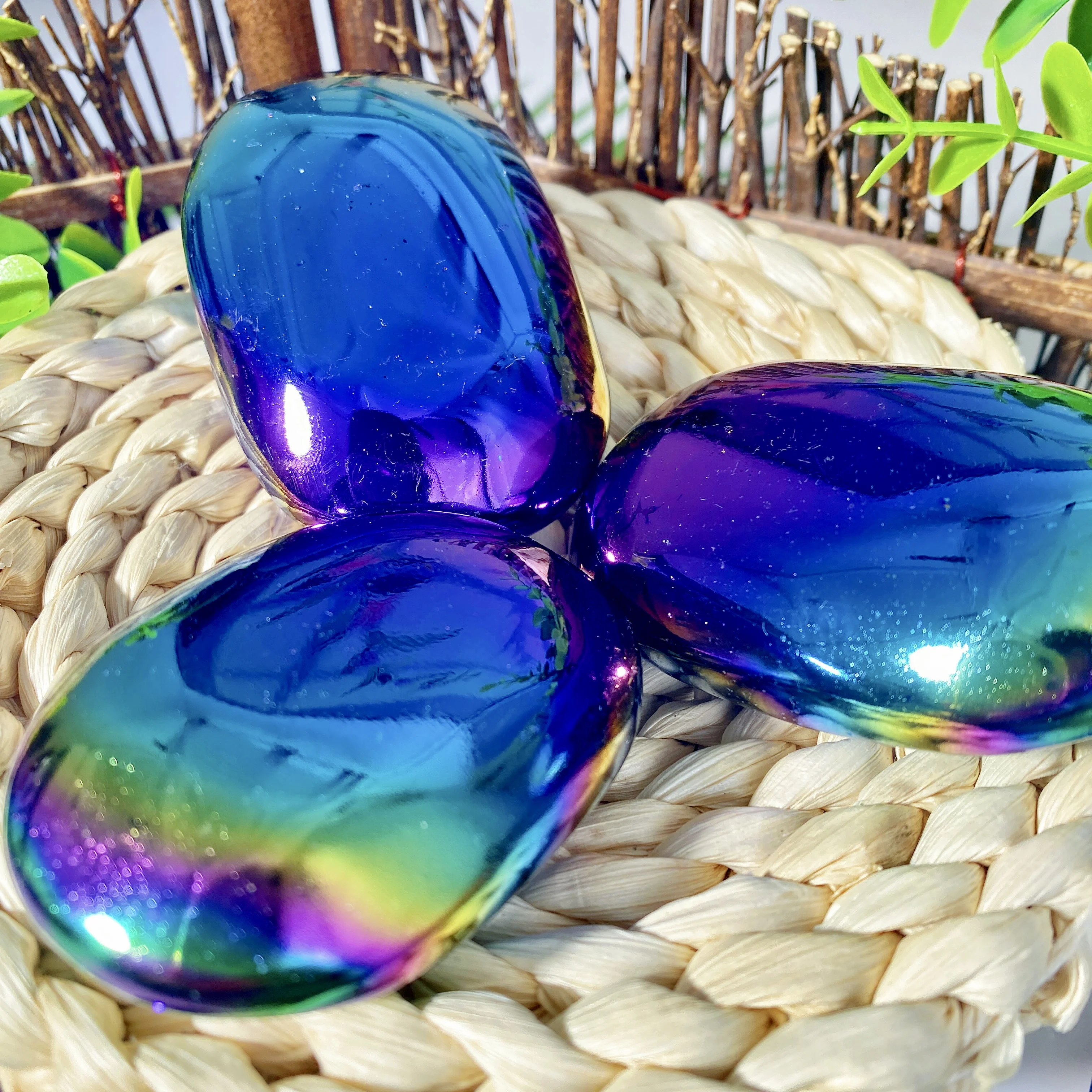 1PC High Quality Aura Obsidian Palm Natural Crystal Palm,Gemstone Jewelry,Glitter, Healing crystal，Birthday gift，Girlfriend gift
