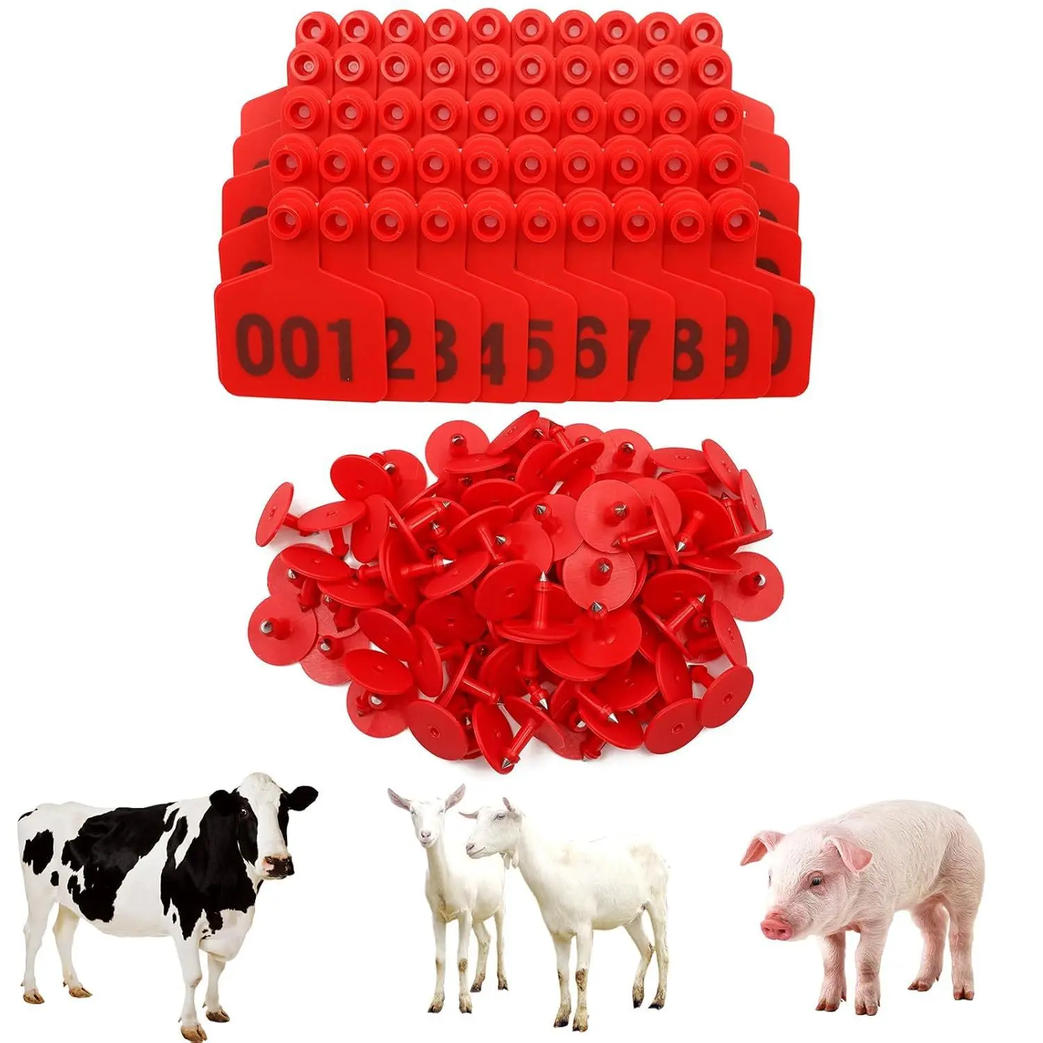 100Pcs 001-100 Numbers Cow Ear Tag Card Farm Equipment Identification Pig Goat Ear Tag Durable Practical Pig Sheep Ear Sign