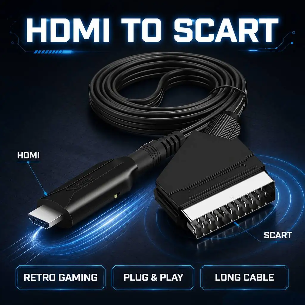 SCART To HDMI Converter Cable Convert SCART Analog Signal To 1080P 720P HDMI For DVD Set‑top Box Plug And Play No Driver