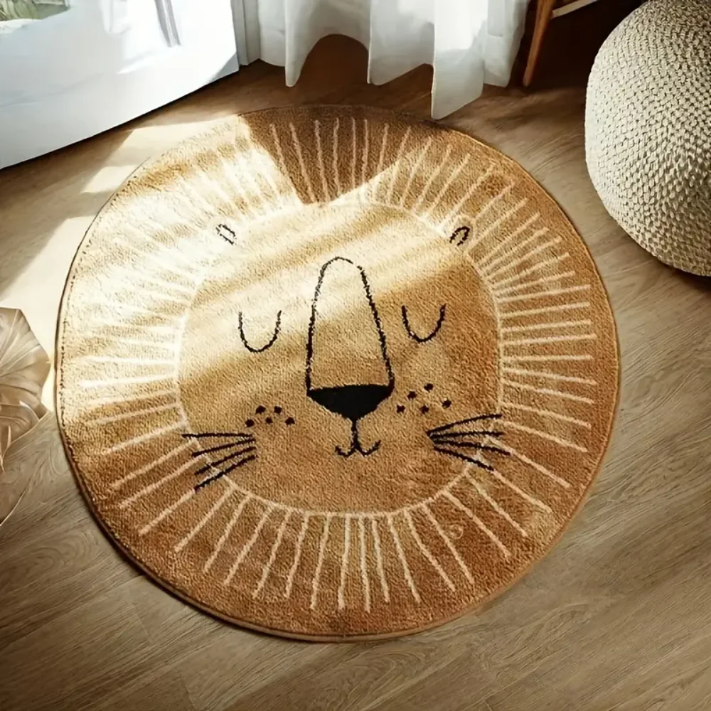 

VIKAMA Kids Lion Plush Round Carpet - Soft Fur Baby Rug, Perfect for Living Room, Dining Room & Bedroom Children's Home Decor