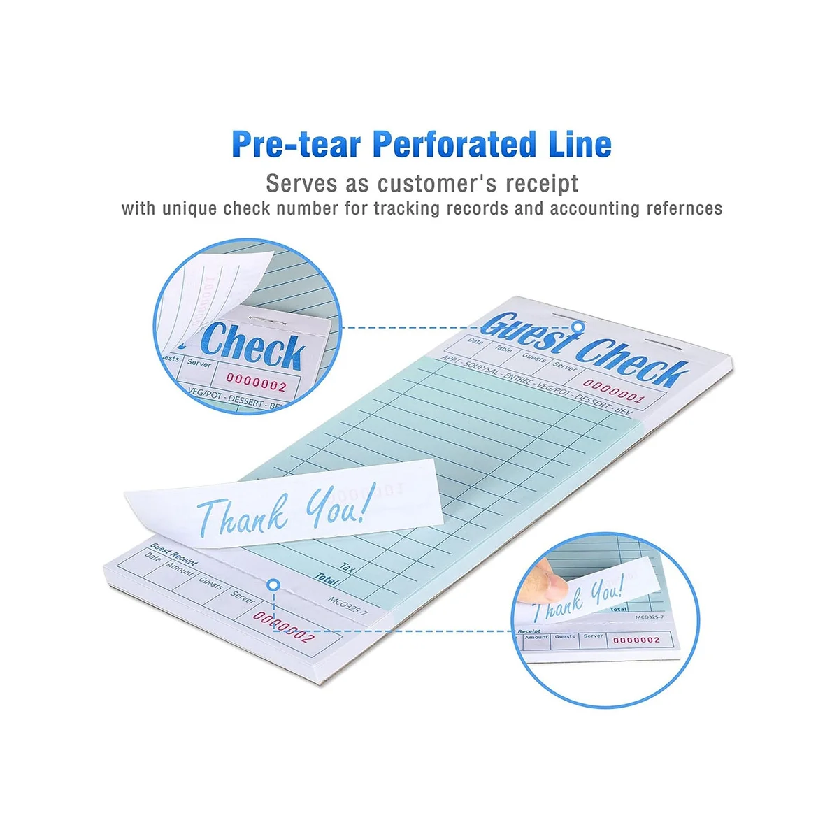 Livro de checks para convidados, 20 pacotes, blocos de notas de servidor, almofadas de fiação de acessórios de garçonete, almofadas de pedido de suprimentos de restaurante, contagem total de 1000