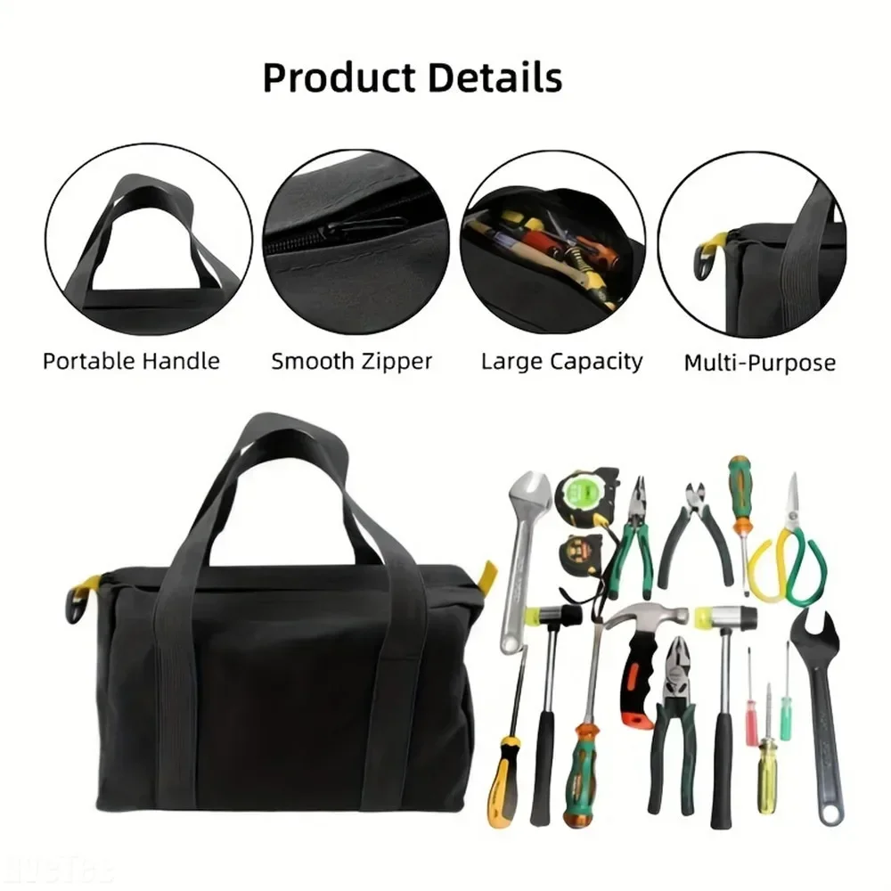 Canvas Tool Bag Large Opening Toolbag Household Multifunctional Electrician Special Wear Resistant Workbox Tools Pouch for Men