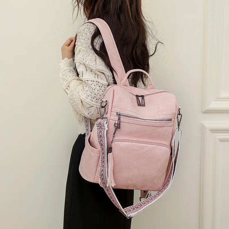 Women Vintage Travel Fashion Backpack Purse Leather Backpack Purse for Women Designer Ladies Shoulder Bag Travel Handbags