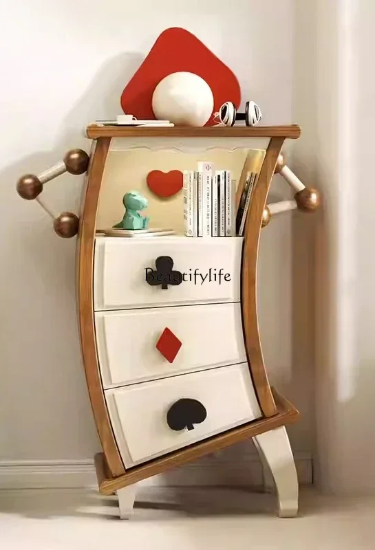 

FGS твердая древесина, американский ретро-мультфильм, милый креативный художественный поясной шкаф, шкаф для хранения, сундук