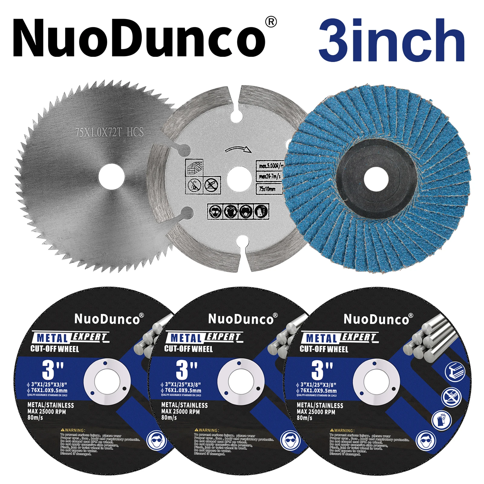 6pcs 3 Inch Metal Cutting Disc Angle Grinder Grinding Wheel Mini Cutting Saw Blade Angle Grinder Accessory Set for Wood Metal
