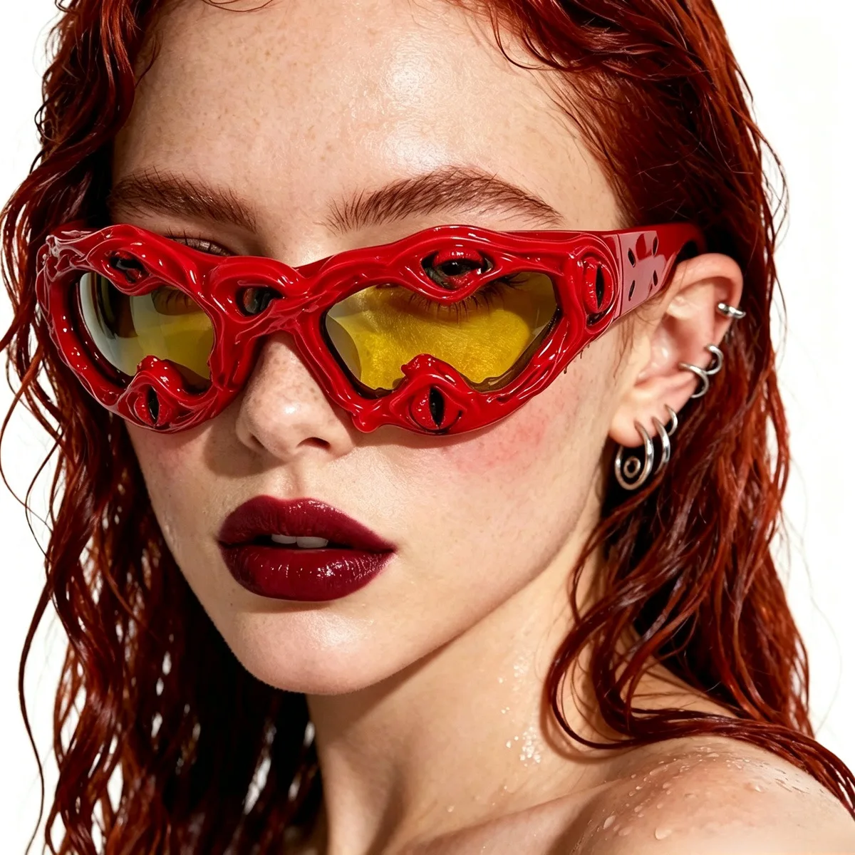 2026 New Y2K 3D Embossed Alien Eyewear Men Women Punk Exaggerated Shades UV400 Festival Party Cosplay Funny Decorate Sunglasses