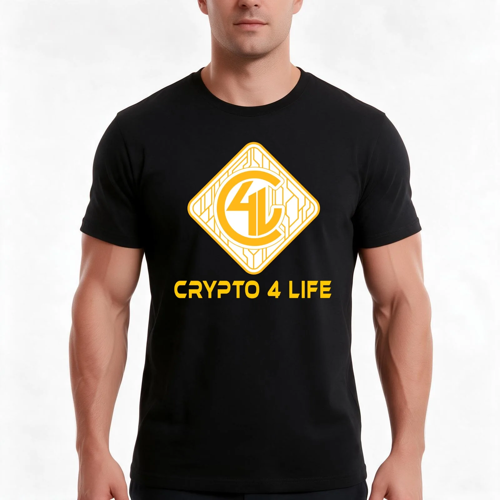 Crypto4Life main logo! T-Shirt, Summer Casual Cotton Tee, Oversized Streetwear Tops, Vintage Graphic Print, Unisex Men Women