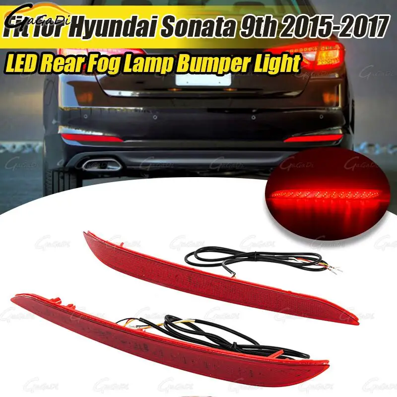 

Автомобильные светодиодные фонари заднего бампера подходят для Hyundai Sonata 2015-2017 гг., задние противотуманные фары, стоп-сигналы.