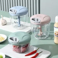 Garlic Mincer Hand Cutter - Hand Pull String Food Processor Vegetable Chopper - for Onion, Ginger, Fruits, Nuts, Dishwasher Safe 2