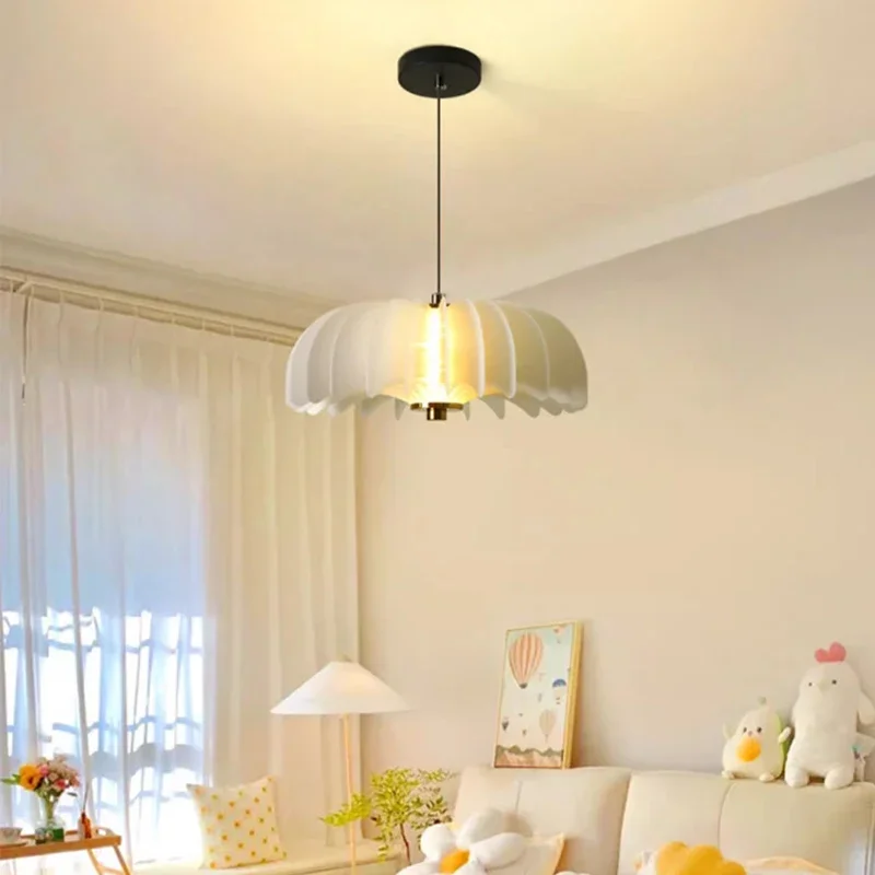 Luces colgantes LED modernas para sala de estar, comedor, dormitorio, mesita de noche, candelabro de oficina, arte blanco crema, lámparas colgantes minimalistas