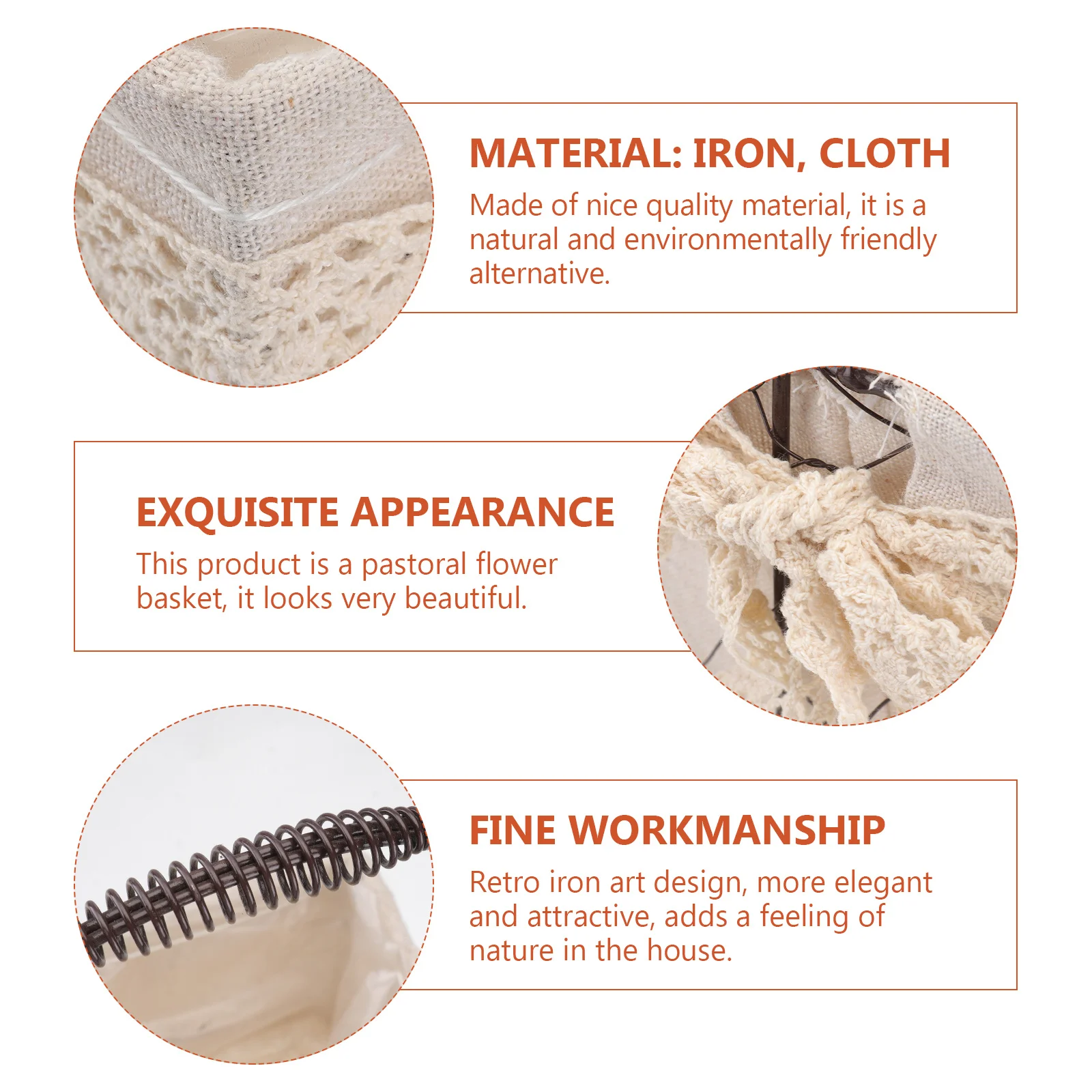 الحديد الفن الزهرية الرجعية سلة الرعوية للزهور النباتات المجففة تخزين متعدد الأغراض ديكور المنزل سلة اليدوية #3
