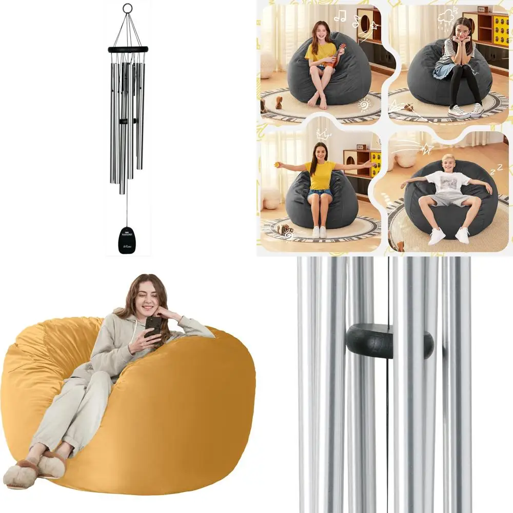 

Deep Toned Medium 32-Inch Silver Aluminum Wind Chimes, Pachelbel's Canon in D, Outdoor Decorative Windchime for Garden and Patio