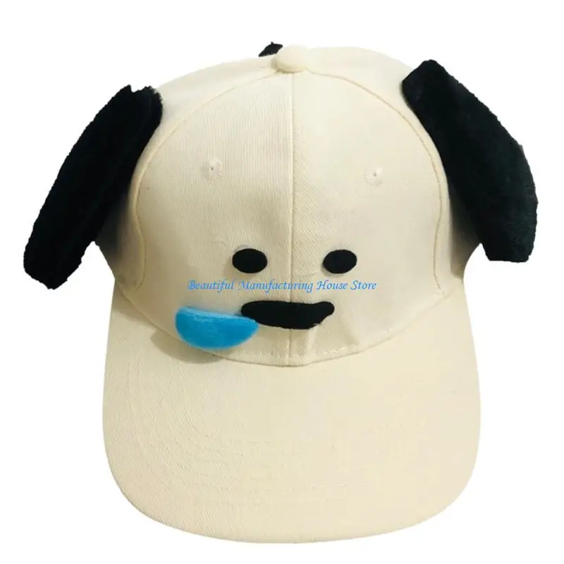 E56A 3D Cartoon Ear Baseball Hat for Spring Lovely Snot Dog Baseball Caps Fashion Windproof Sun Caps for Student Daily Wear