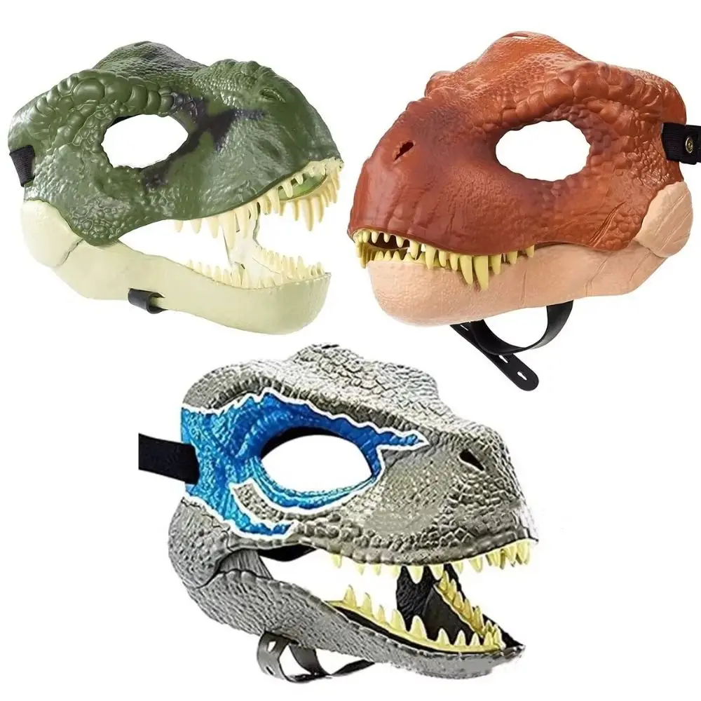 

3D Moving Jaw Halloween Dinosaur Mask Open Mouth Hard Plastic Raptor Dino Mask Cosplay Props Funny Dragon Headwear for Party