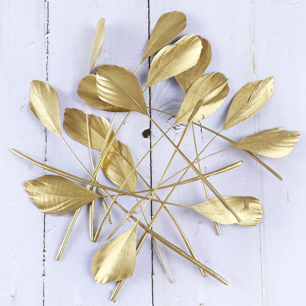 10pcs Gold Silver Goose Feather Natural Swan Plumes for Golden Feathers Table Centerpieces Wedding Party Decoration