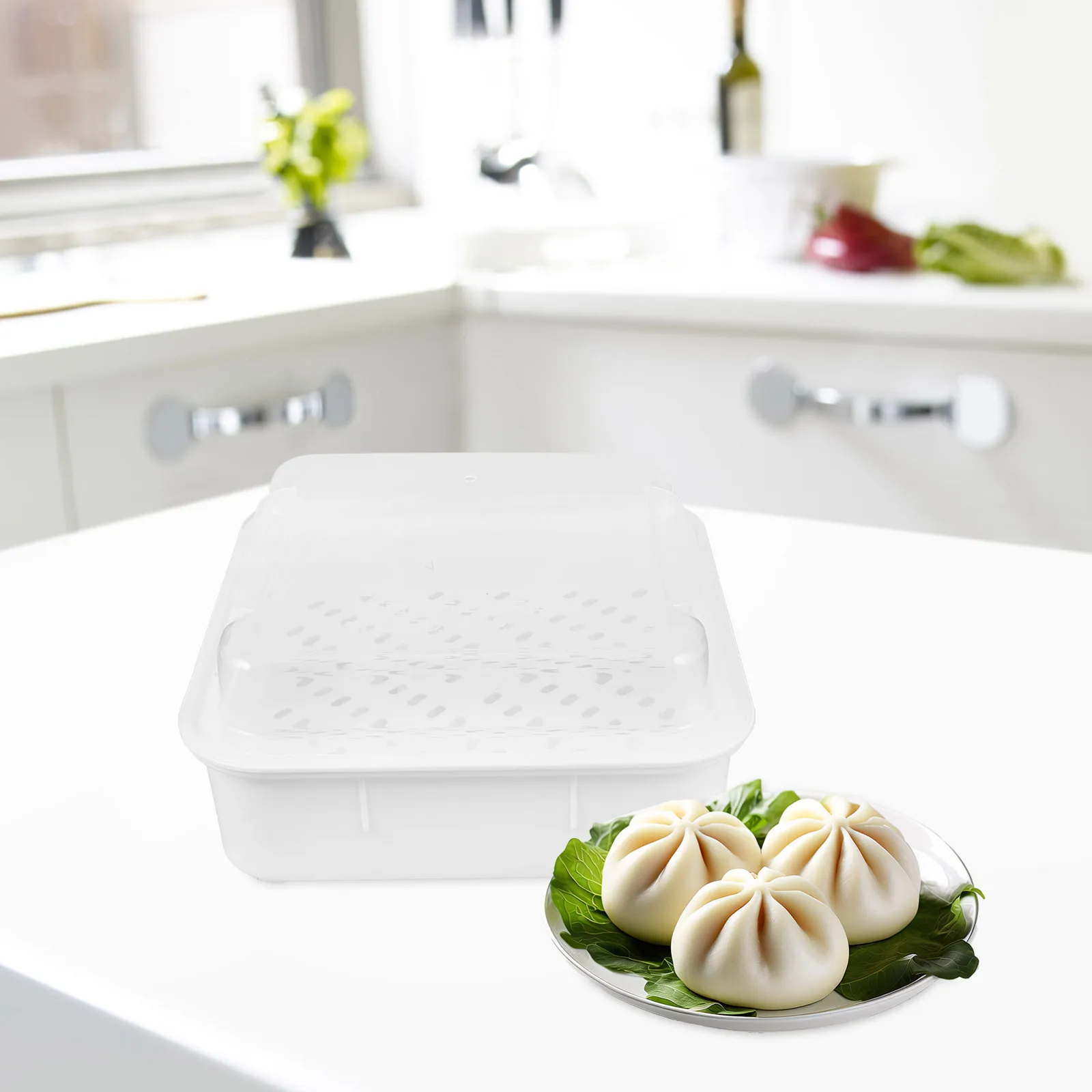 

Microwave Steamer Square Plastic Basket Vegetable Meat Fish PP Steamers Easy Clean Healthy Diet Steamer Cookware