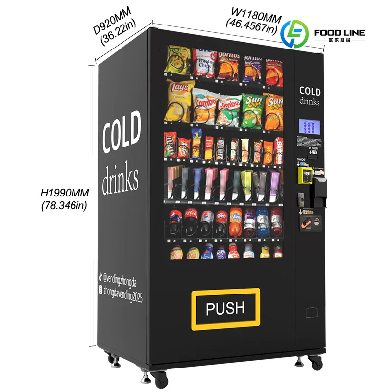 60 Slot Smart Refrigerated Beverage Vending Machine Snack Distributeur Boisson  Combo Vending Machine Europe Custom