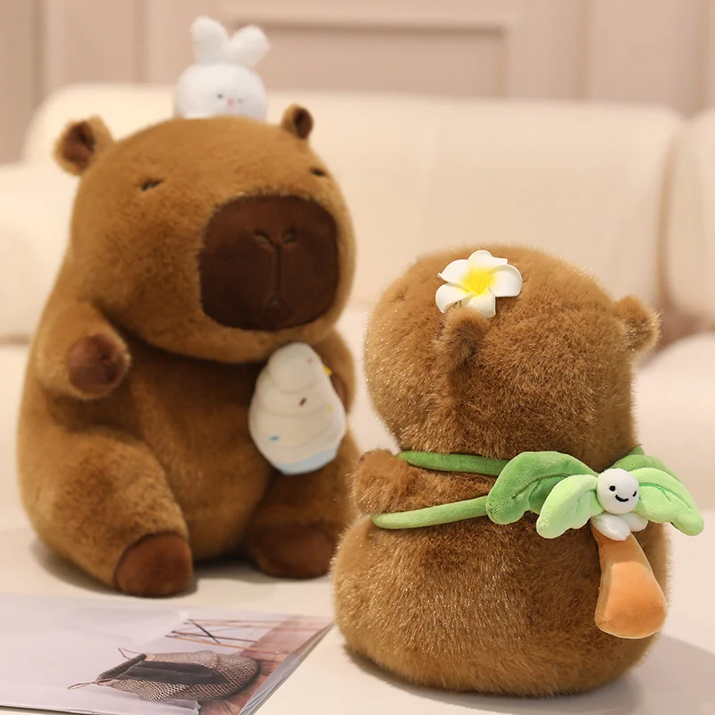 22/30cm Cartoon Fun Summer Sports Capybara Plush Doll Ice Cream Coconut Swimming Football Backpack Capybara Plush Toy Home Decor