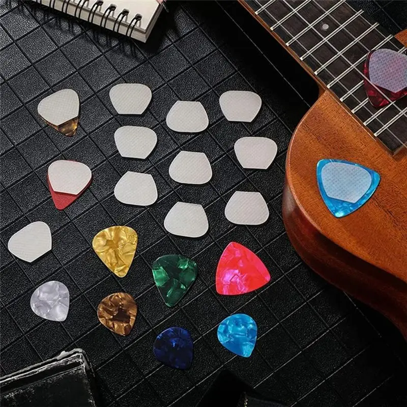 A12E-16Pcs Transparent Anti-Slip Guitar Pick Grip Stickers Silicone Adhesive Paddle Enhancers Guitar Pick Accessories