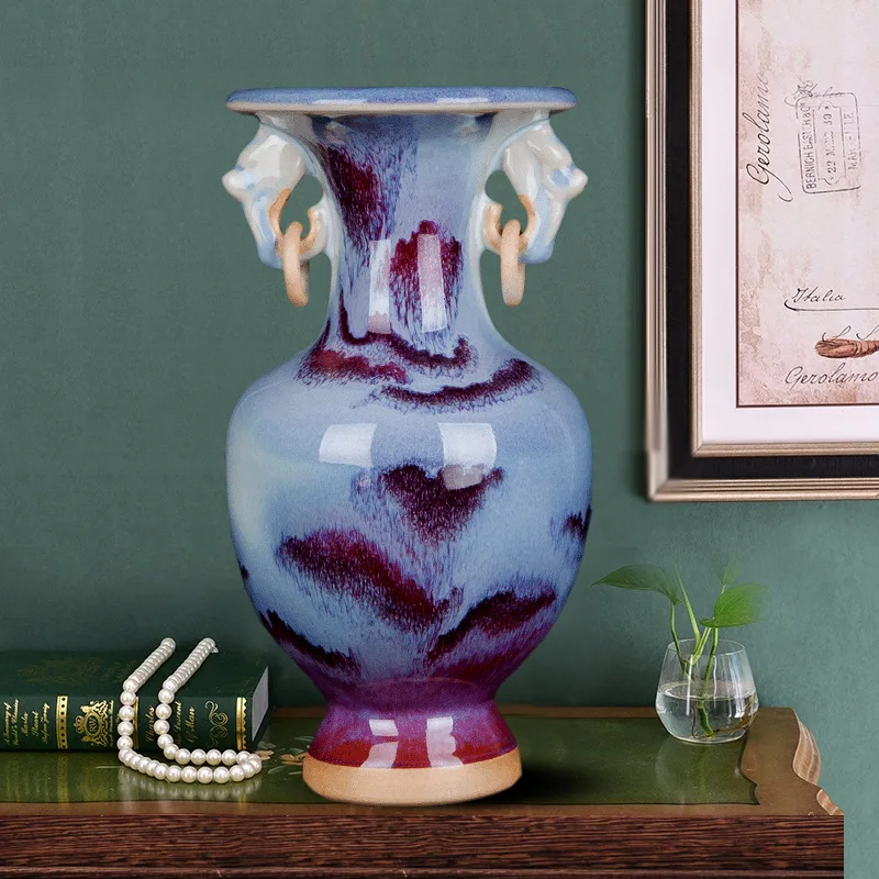 ceramic antique crackle glaze vase - home living room decorative ornament