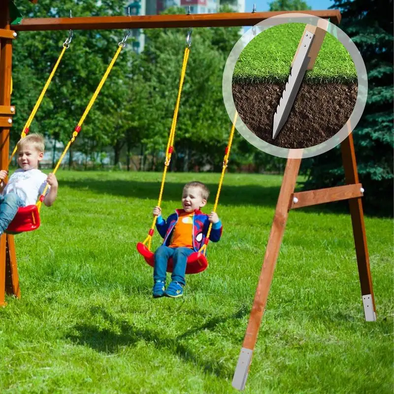 Post Anchors 4 Pieces Fence Post Anchors Ground Spike 4 Pieces Ground Swing Stake With Screws Patio Accessories For Garden