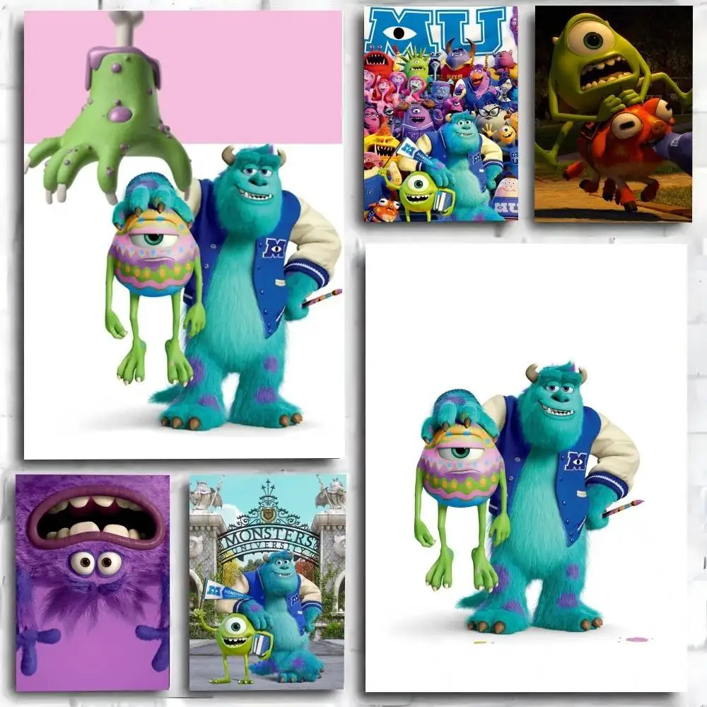 1PC M-Monsters I-Inc. Movie Cartoon poster Self-adhesive Art Waterproof Paper Sticker Coffee House Bar Room Wall Decor