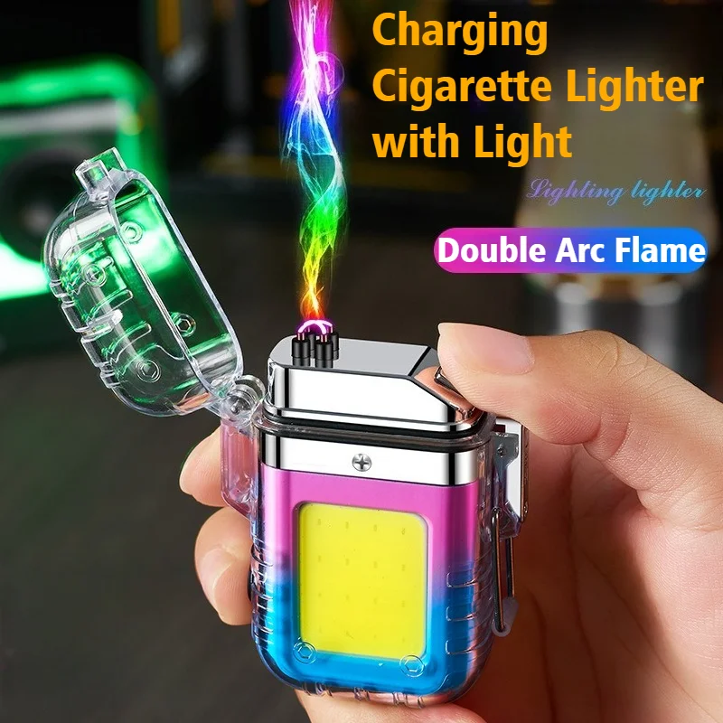 

Portable Ignitor with Lighting Lamp Windproof Double Arc Flame Lighter Type-C Charging Cigarettes Lighters & Smoking Accessories