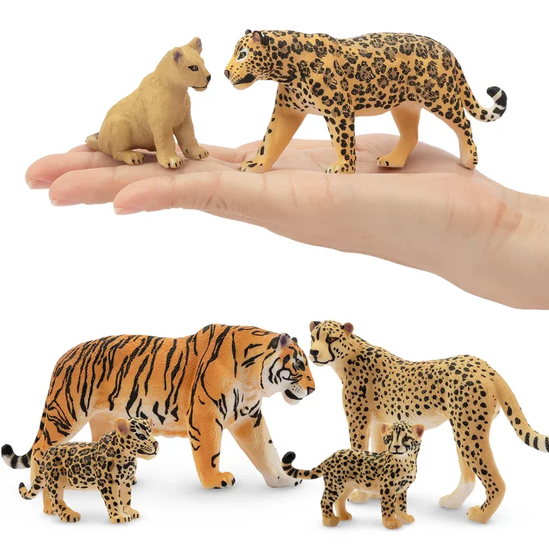 8 Stuks Simulatie Leeuw Tijger Luipaard Jungle Diermodel Speelgoed Mini Giraffen Figuren Poppen Actie Beeldjes Speelgoed Kinderen Set Gift