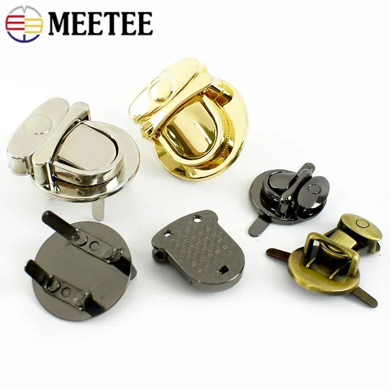 2/4Pcs Meetee Metal Press Push Lock for Handbag Women Bag Snap Buckles Locks Leather Craft Decor Clasps Hardware Accessories