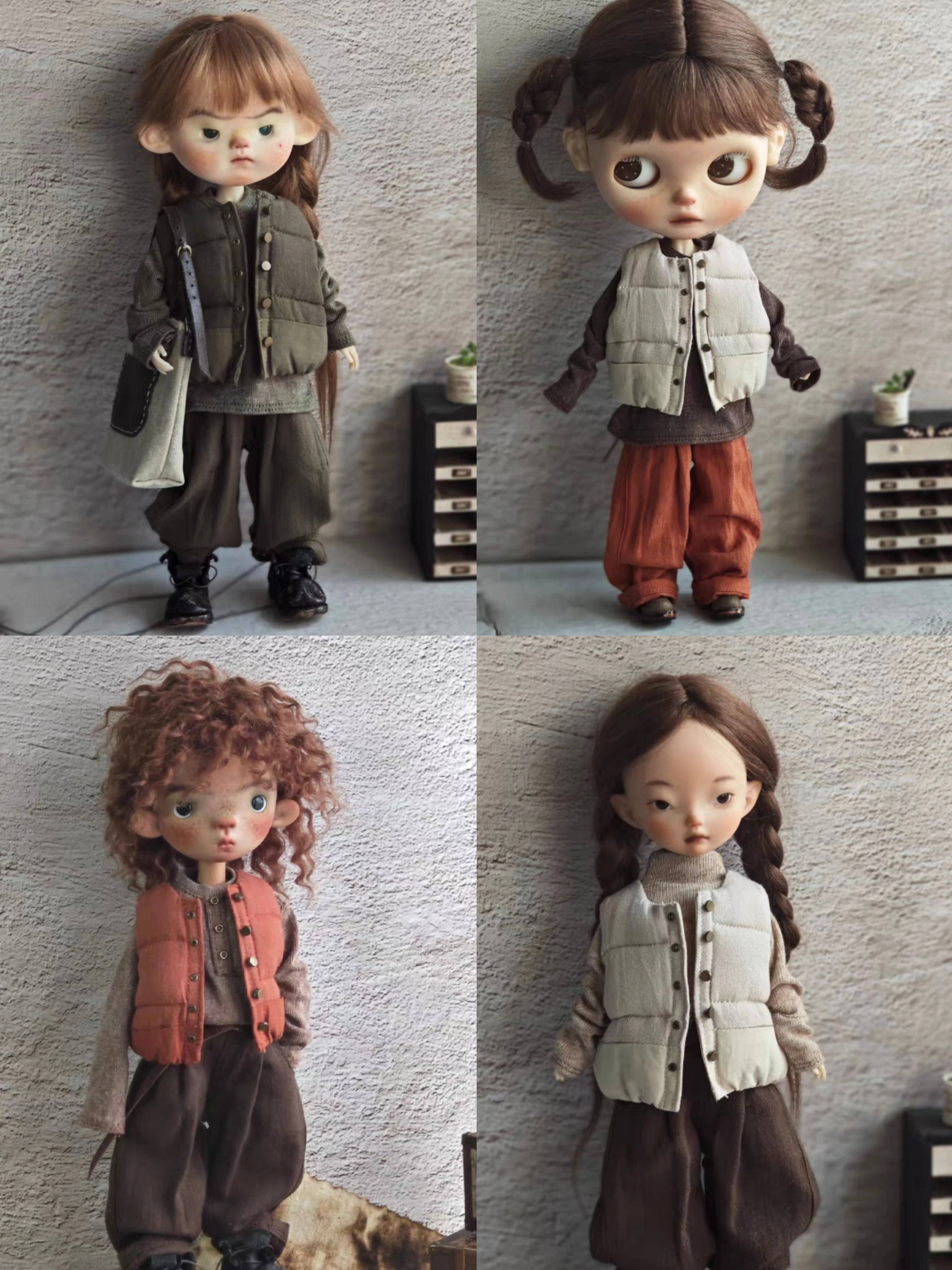 

Dula Doll Clothes Dress quilted vest for Blythe Landoudou Landazz ob24 ob22 1/6 body bjd doll